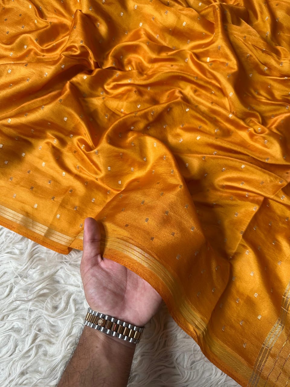 Banarasi semi katan silk with buttas