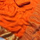 Premium viscous chinon blend saree with zari weaved border