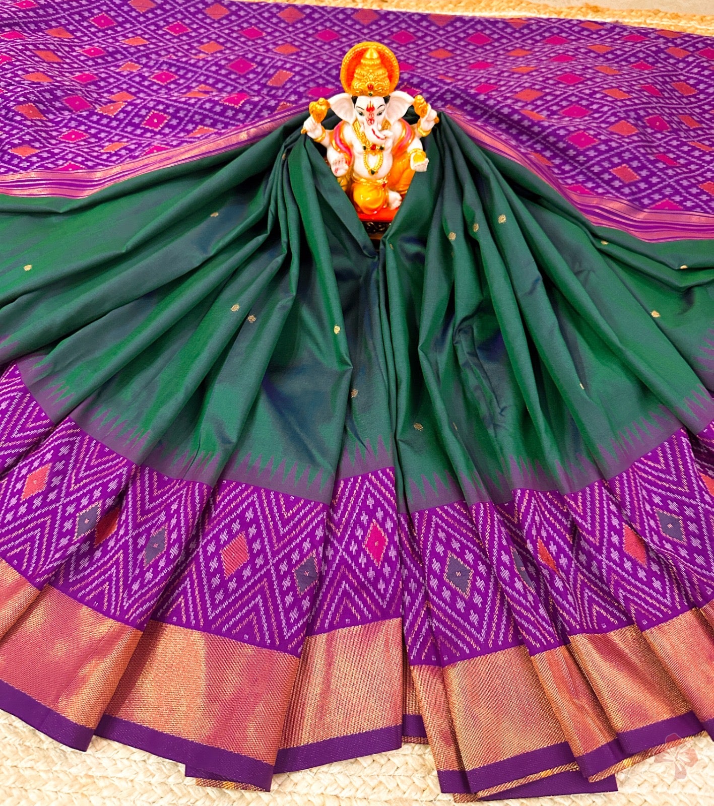 Beautiful semi silk saree with pochampally border