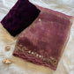 Tissue silk saree with handwork borders and velvet blouse