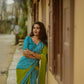 Moss bandhini printed saree with mirror work