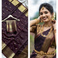 Beautiful semi katan Banarasi silk saree with buttis all over and zari pallu and blouse