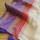 Pure mul cotton saree with purple red zari border