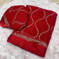 Viscous georgette saree with satin border and sequins embroidery
