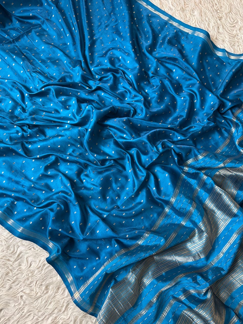 Banarasi semi katan silk with buttas