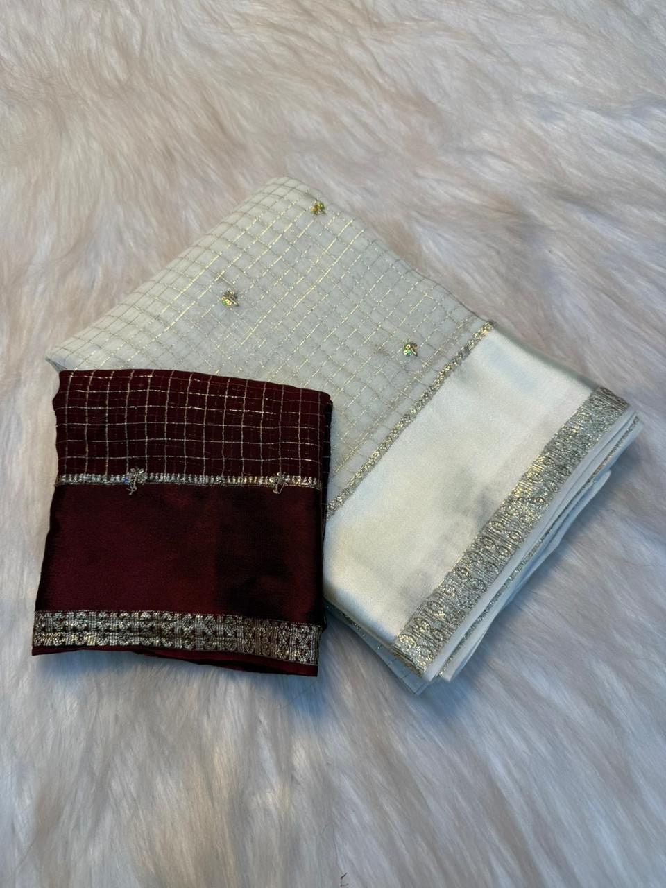 Beautiful viscose georgette saree with sequins butti