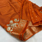 Gorgeous premium viscous chinon silk saree with zari checks and embroidered border