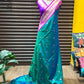 Beautiful semi kanjivaram soft silk woven saree - peacock blue and violet