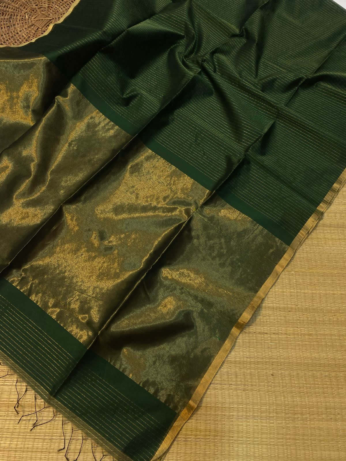 Pure Maheshwari silk cotton saree - small border zari stripes