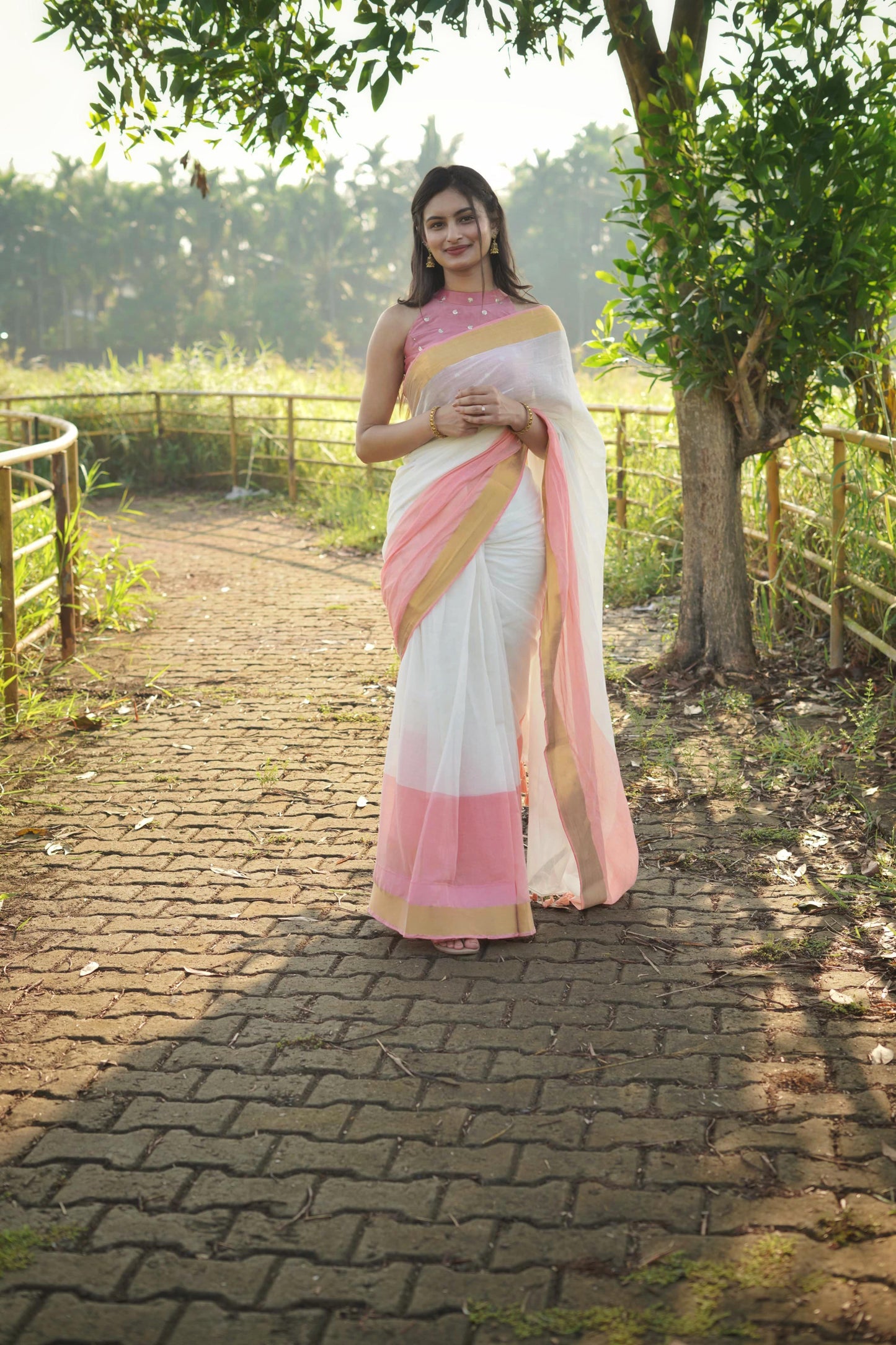 Soft Mul Cotton saree - Pink