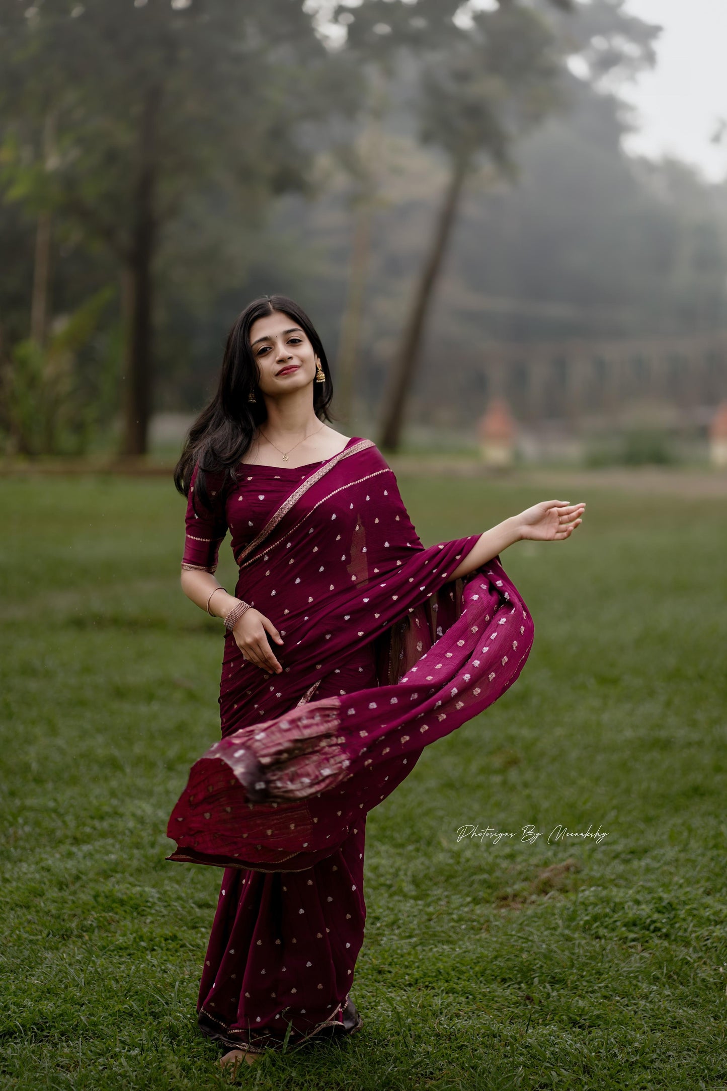Soft viscous chinon silk saree