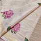 Premium Tissue Striped Saree with Rose Embroidery