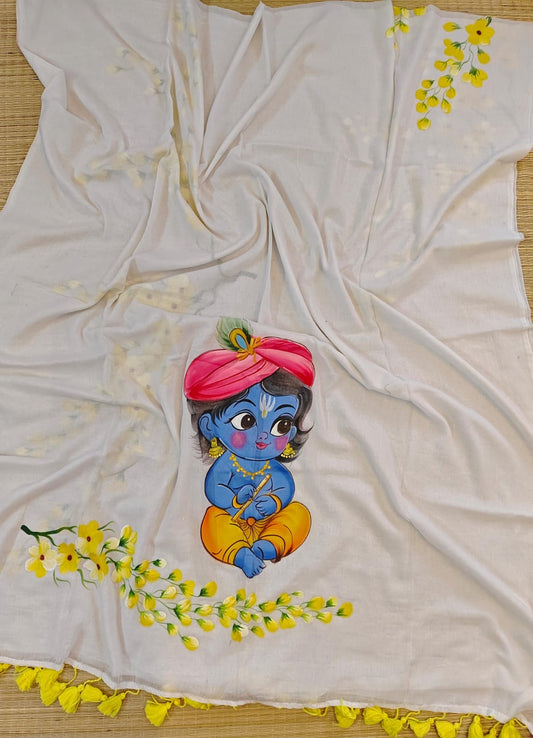 Handpainted Mul cotton - Krishna