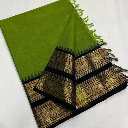 Premium pure kanchi cotton saree with beautiful double border
