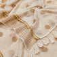 Pure authentic mul cotton saree with zari stripes border and polka body - without blouse