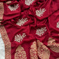 Premium munga silk saree with Banarasi weavings -Red