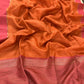 Beautiful semi matka saree with small zari weavings in body and contrast border