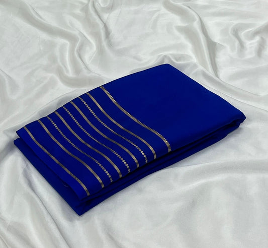 Soft semi Mysore crepe silk sarees with zari stripe border