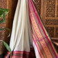 Pure and authentic mul cotton saree with broad kanchi weaved border
