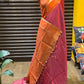 Beautiful semi matka saree with small zari weavings in body and contrast border