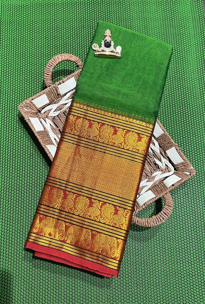 Aranya handwoven big border Narayanpet cotton sarees