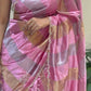Beautiful viscose organza saree with khatli handwork and scalloped border