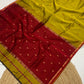 Pure Maheshwari silk cotton sarees with small border and buttis - contrast pallu and blouse