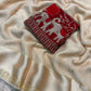 Beautiful viscous georgette checks saree in beige and red elephant blouse