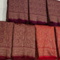 Pure khaddi handloom crepe chiffon antique brocade saree