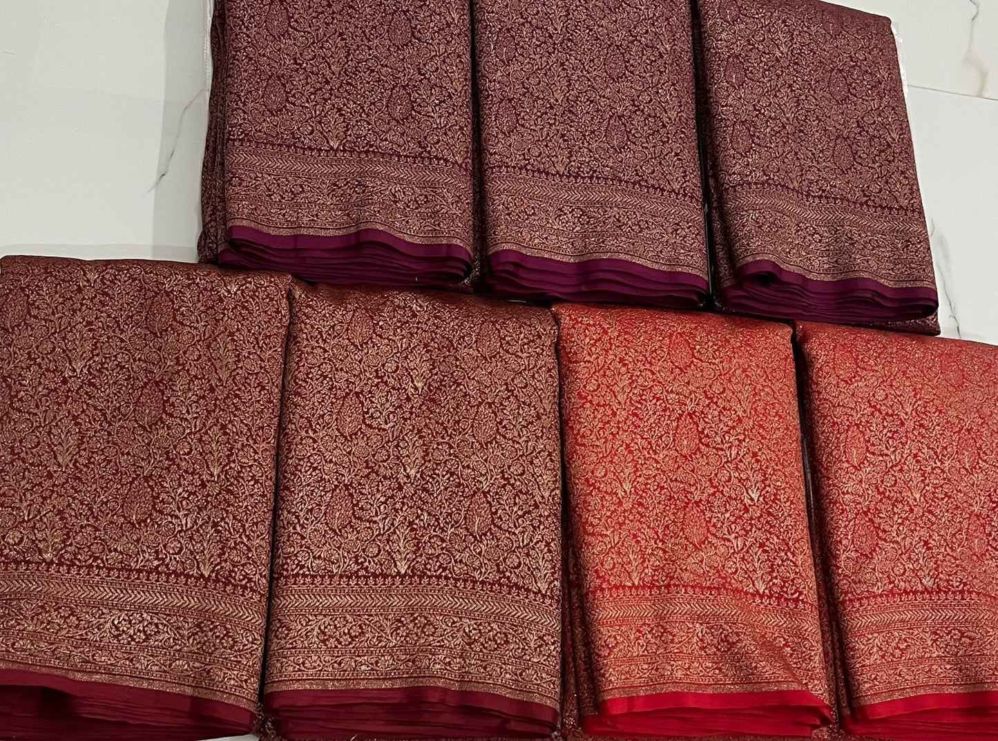 Pure khaddi handloom crepe chiffon antique brocade saree