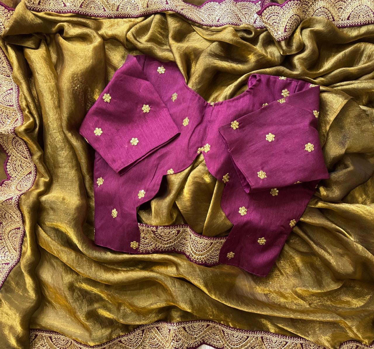 Space silk saree with lace border
