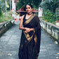 Beautiful semi Mysore silk saree with elephant weaving border