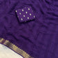 Soft viscous crushed chinon saree with blouse piece