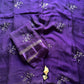 Viscous georgette saree with floral embroidery and satin border