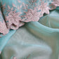 Pure organza silk saree with embroidery scallop border