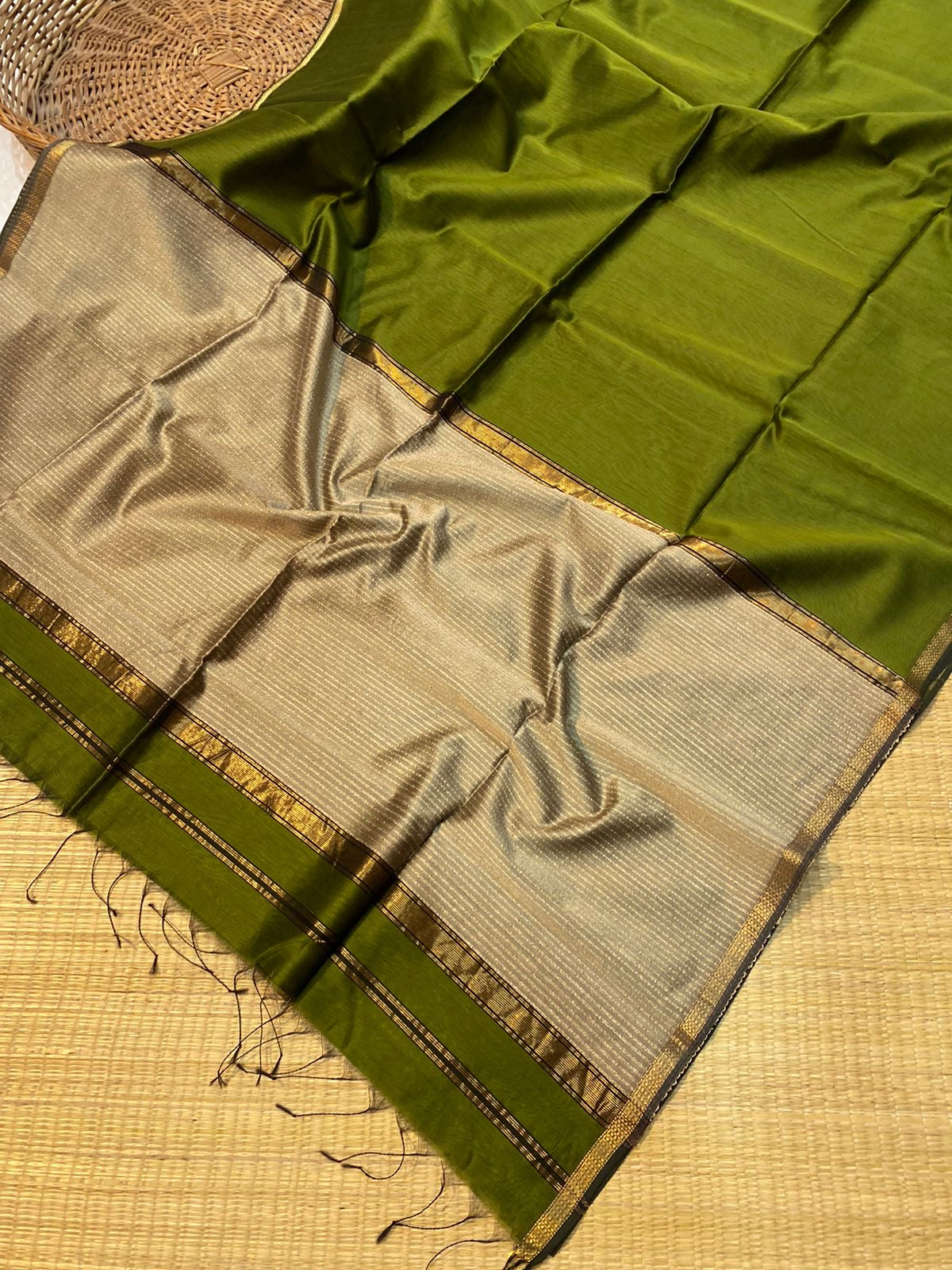 Pure Maheshwari Silk cotton with small border