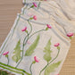 Pure mul cotton handpainted saree - globe amaranth