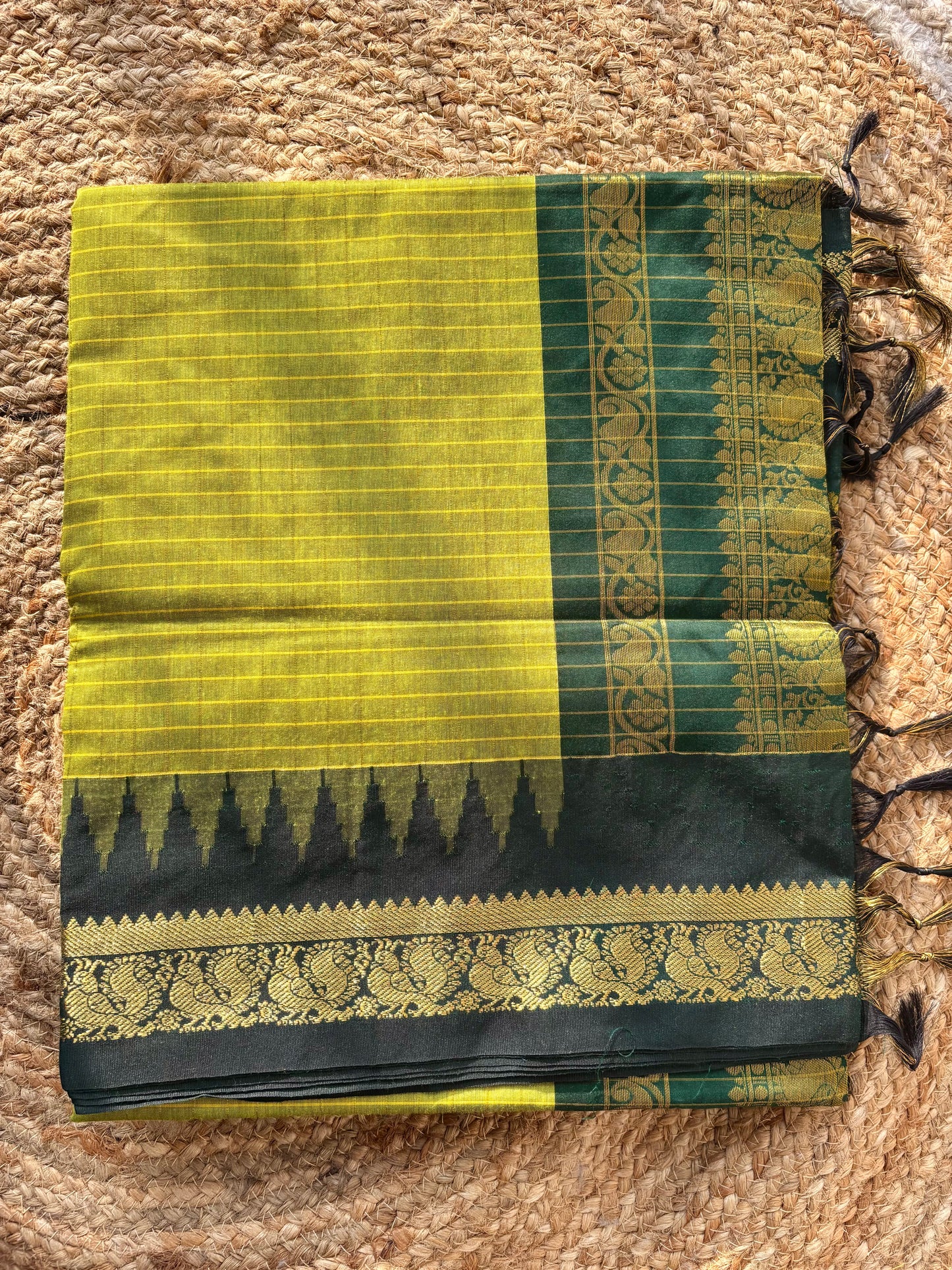 Premium silk cotton sarees with zari checks and contrast border