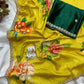 Floral chinon saree with beautiful pearl work border