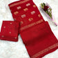 Soft viscous dola silk with beautiful silver and gold elephant motifs in the middle