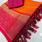 Beautiful semi dola silk sarees with zari lines