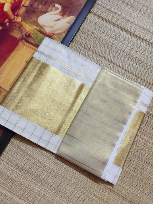 Kerala cotton saree with big border and checks