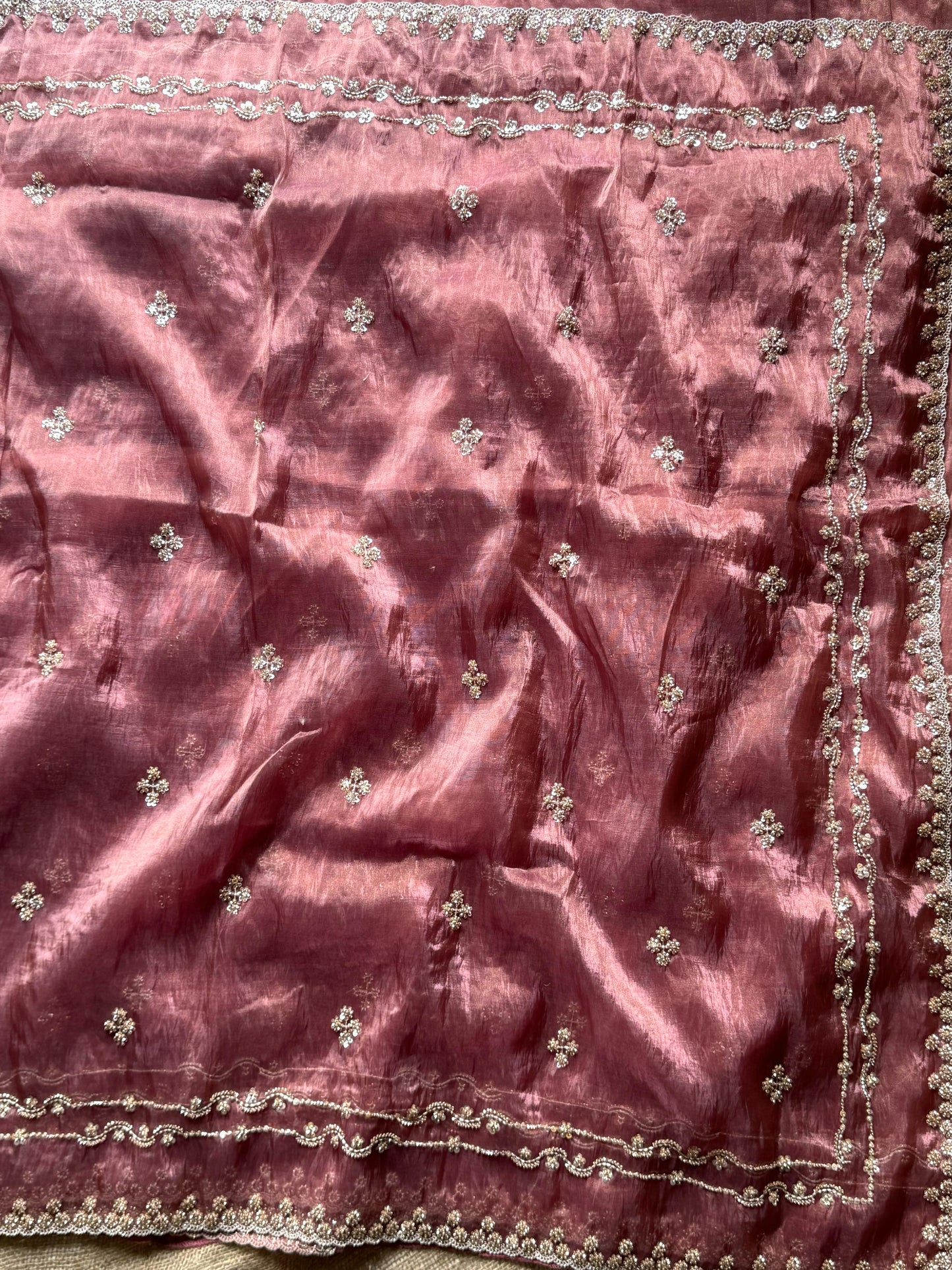 Pure crush tissue silk with handwork