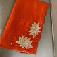 Soft crush rangoli saree with beautiful lotus handwork on pallu