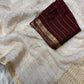 Soft viscous chinon silk saree with checks with contrast blouse
