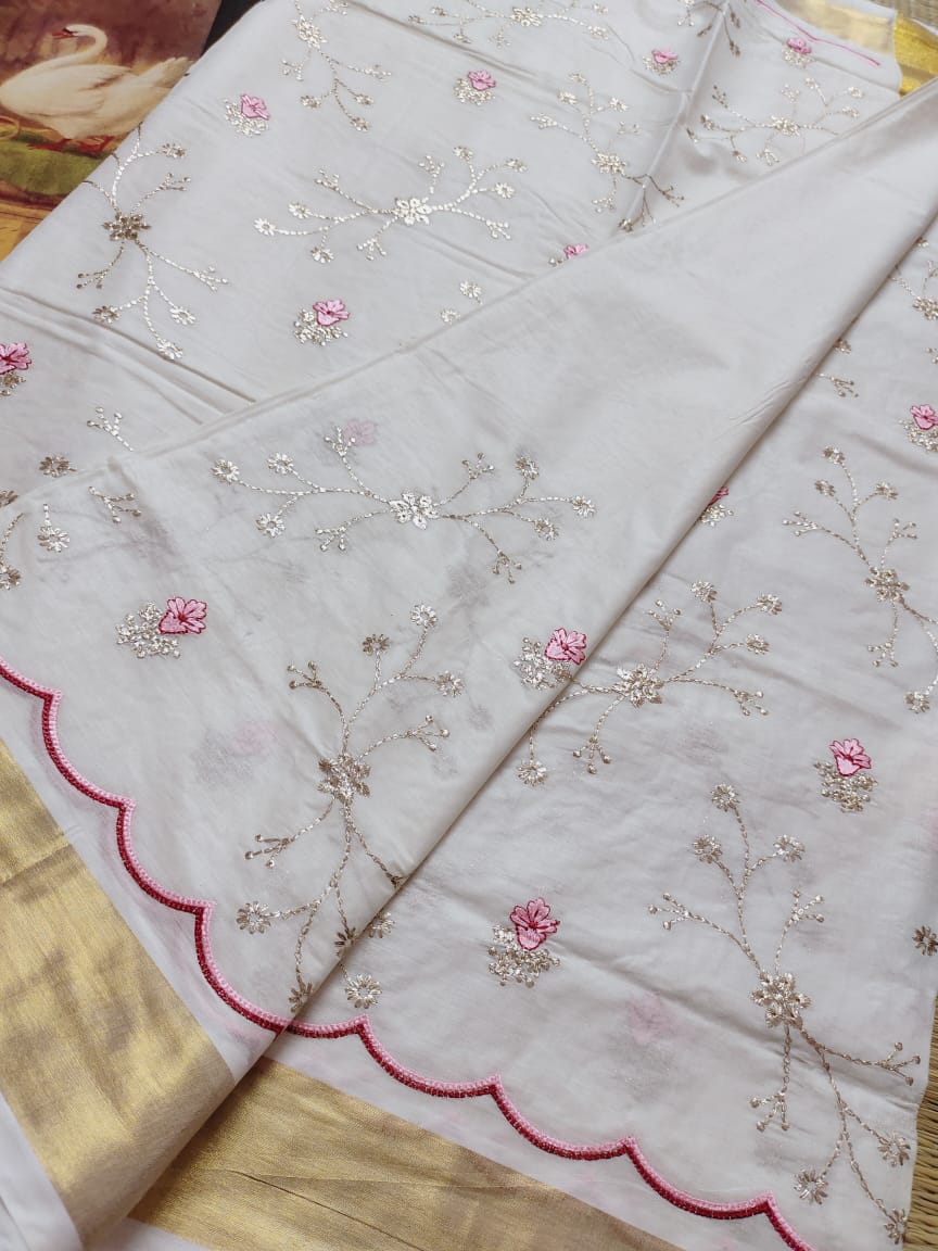 Kerala cotton saree - Embroidered