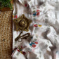 Pure mul cotton saree with cute prints and silver zari stripes