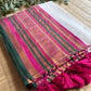 Pure and authentic mul cotton saree with broad kanchi weaved border