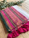 Pure and authentic mul cotton saree with broad kanchi weaved border