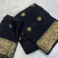 Soft viscous crepe silk with flower buttas and Banarasi border